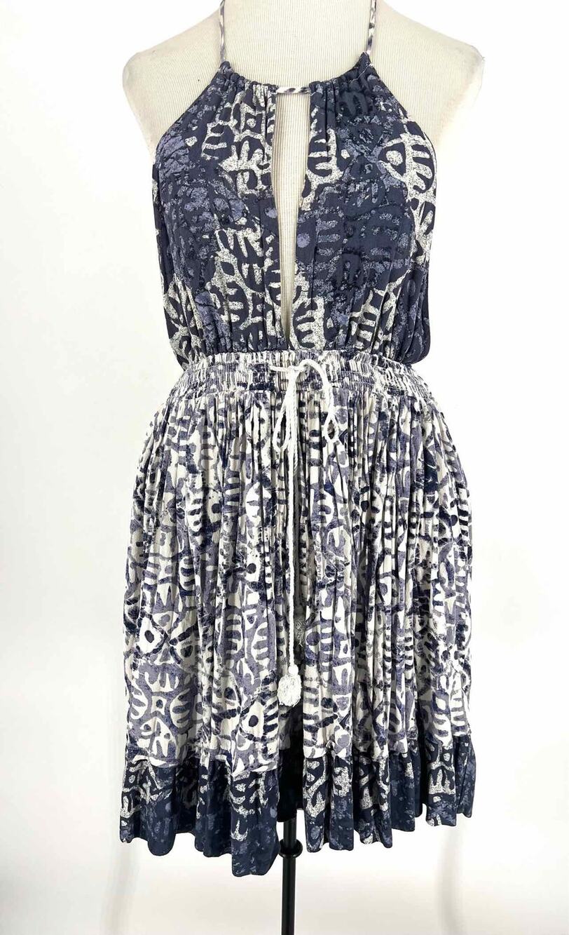 Free People Size XS Gray/Ivory Print Halter Dresses Dress